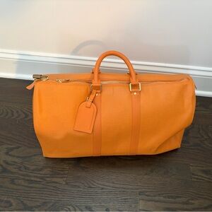 Orange Leather Men's Duffel Bag